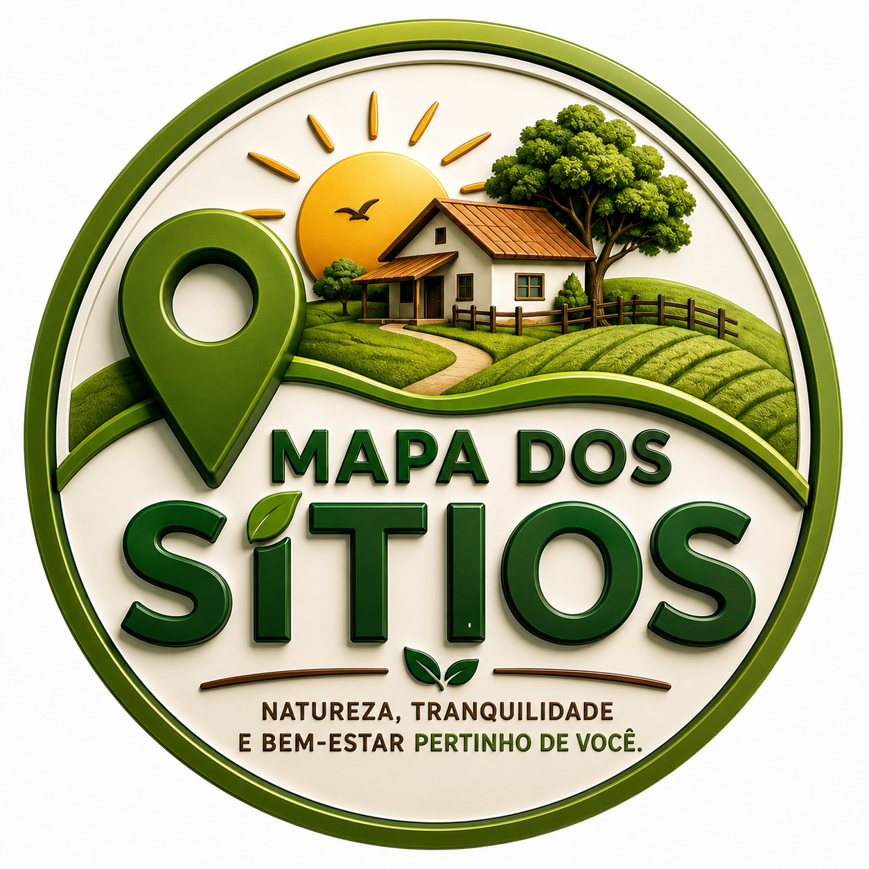 Logotipo laranja com árvore florida e texto Guia dos Sítios